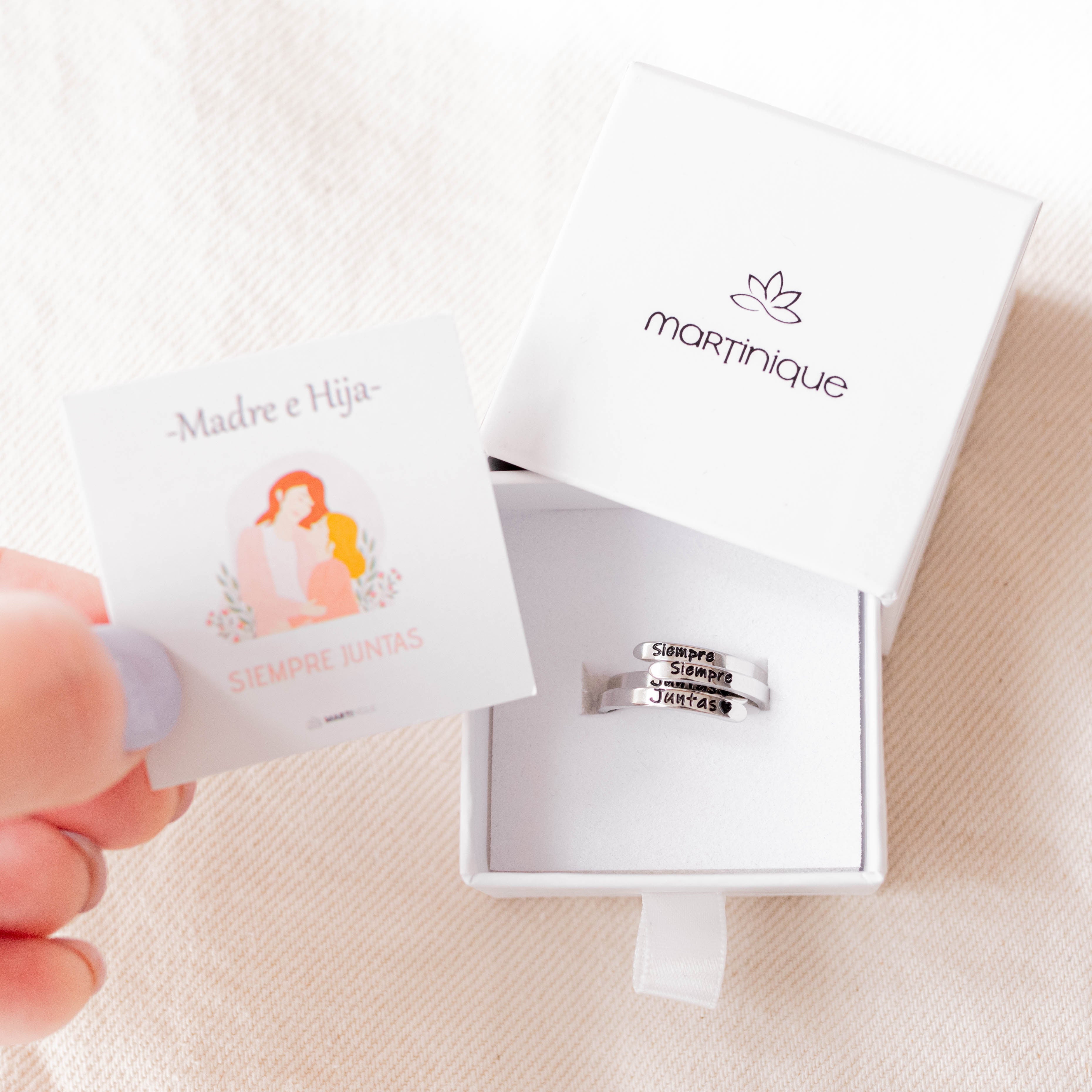 2 Anillos + 2 pulseras + Collar Abrazo Amoroso + Tarjetas de regalo - Siempre Juntas