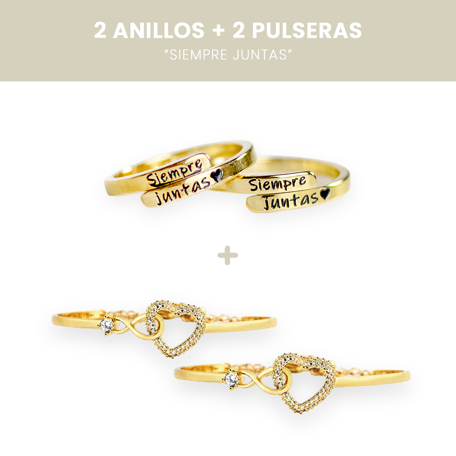 2 Anillos Siempre Juntas + Pulsera Love 💖 + Tarjetas de regalo 🎁