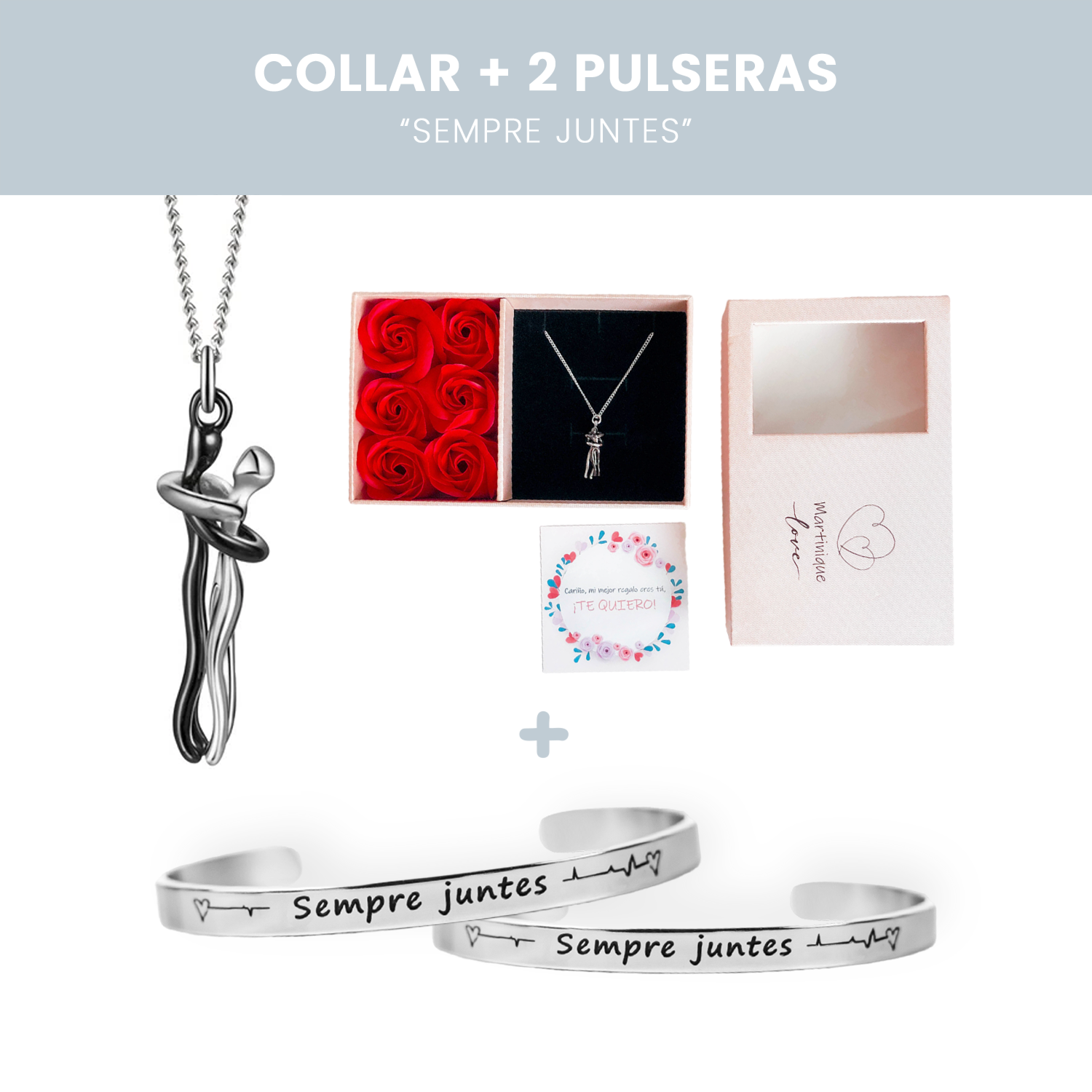2 polseres + Collar Abraçada Amorosa + Targetes de regal - Sempre Juntes